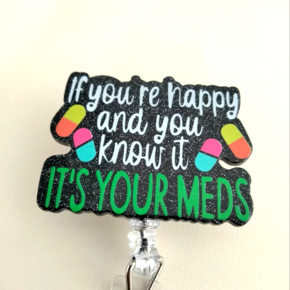 Med Tech Pharmacy Funny Badge Reel with Slip Clip